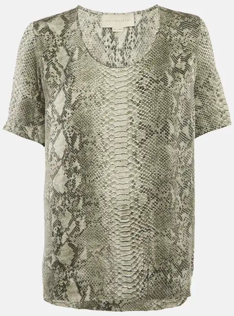 Stella McCartney Grey Snakeskin Print Satin Blouse M