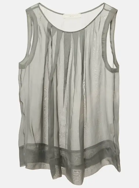 Stella McCartney Grey Silk Sheer Sleeveless Top M