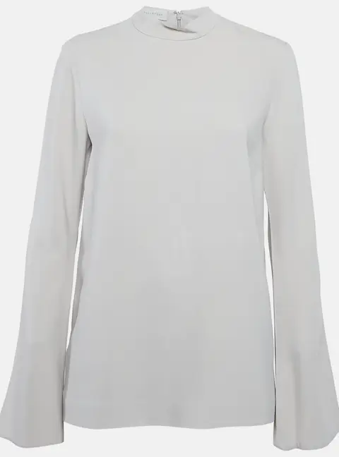 Stella McCartney Grey Crepe Flared Sleeve Blouse M