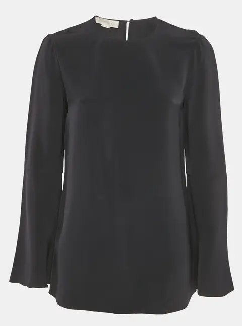 Stella McCartney Navy Blue Crepe Flared Sleeve Blouse S