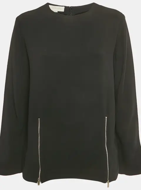 Stella McCartney Black Crepe Long Sleeve Blouse S