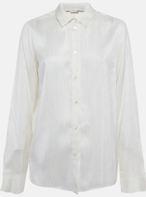 Stella McCartney Cream Striped Silk Shirt M