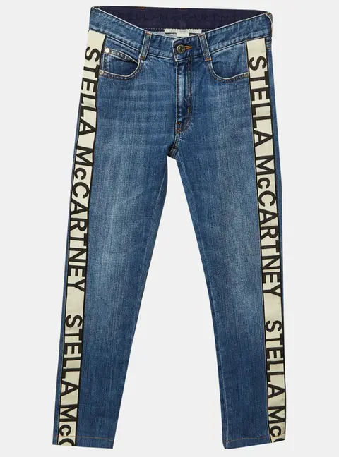 Stella McCartney Blue Denim Logo Tape Detail Skinny Jeans S Waist 24"