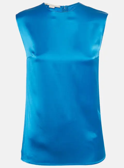 Stella McCartney Blue Sateen Sleeveless Top S