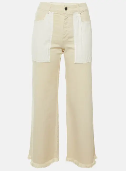 Stella McCartney Beige Denim Frayed Hem Jeans S Waist 26"