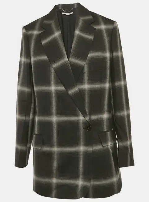 Stella McCartney Black /Grey Checkered Rylee Oversize Blazer S