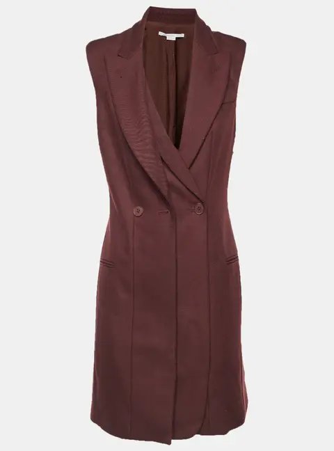 Stella McCartney Burgundy Wool Double Breasted Coat Dress S
