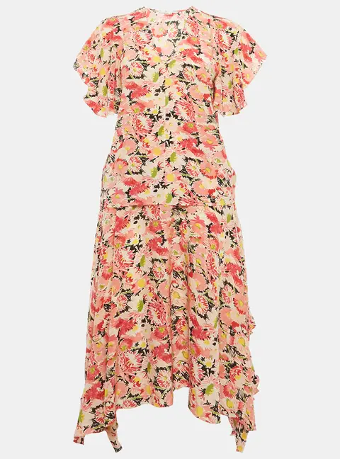 Stella McCartney Pink Floral Print Silk Skirt & Top Set S
