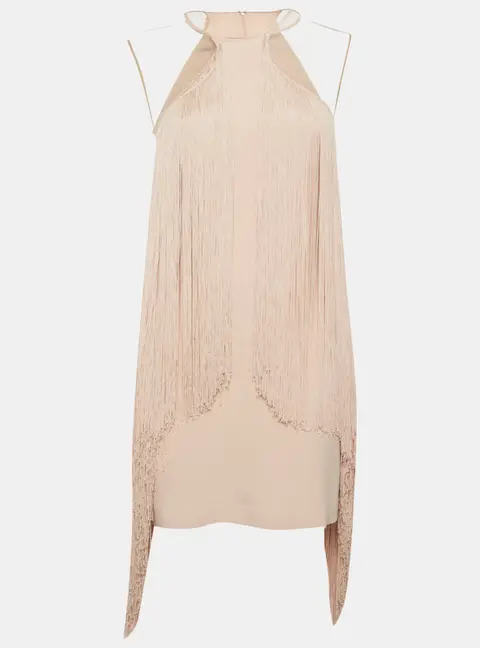 Stella McCartney Pink Crepe Fringed Mini Dress M