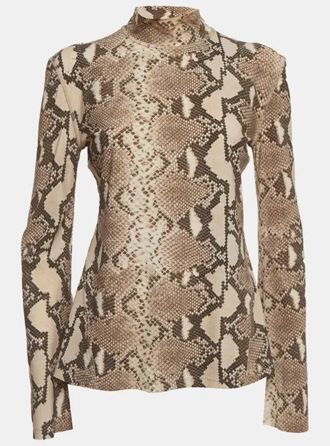 Stella McCartney Beige Snakeskin Print Jersey Top XL