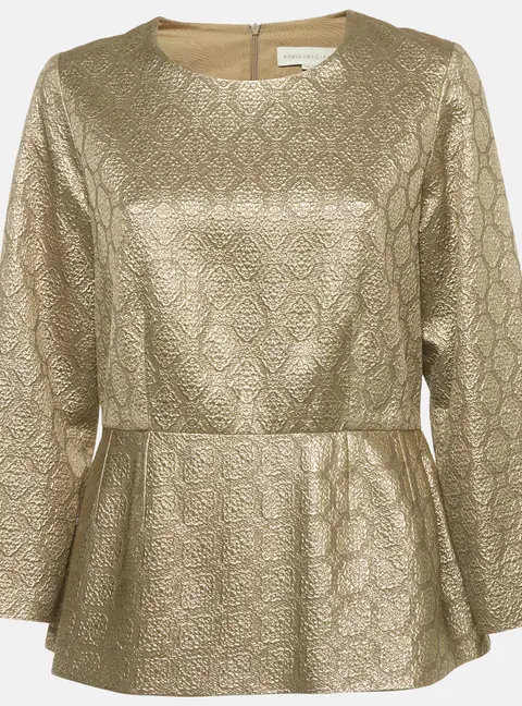 Stella McCartney Gold Brocade Peplum Top L