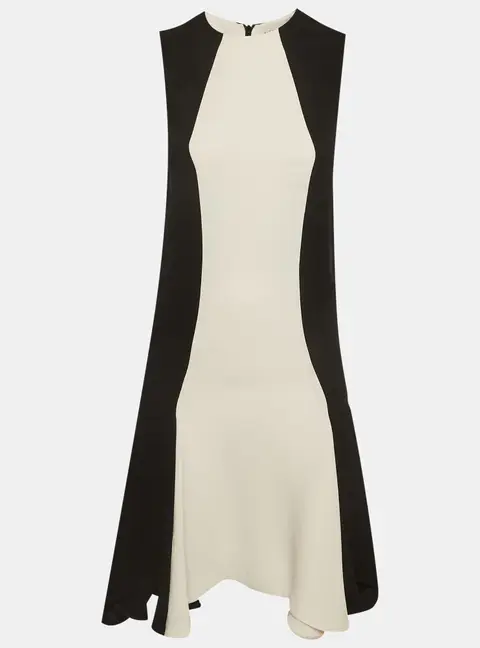 Stella McCartney Black/White Crepe Paneled Midi Dress XS