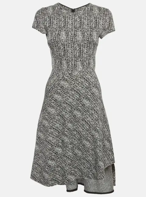 Stella McCartney Black/White Wool Blend Flared Mini Dress S