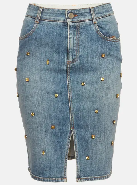 Stella McCartney Blue Embellished Denim Pencil Skirt S