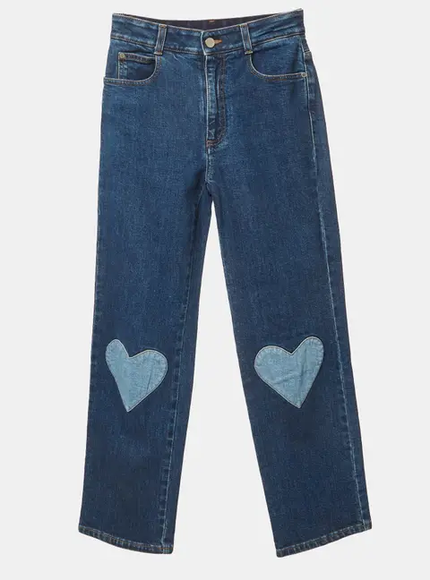Stella McCartney Blue Denim Heart Patch Jeans S/Waist 25"
