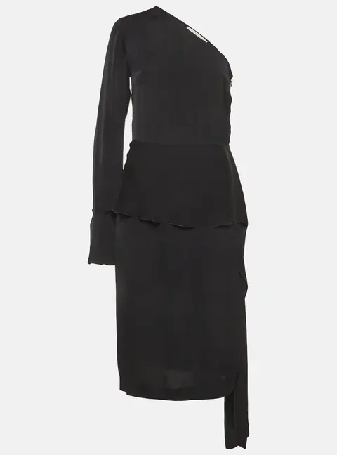 Stella McCartney Black Crepe One Shoulder Midi Dress S