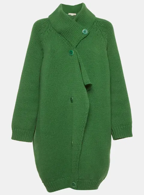Stella McCartney Green Heavy Knit Coat S