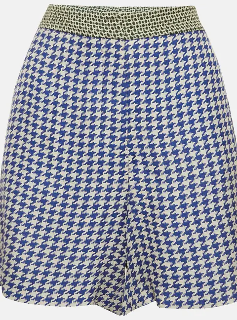 Stella McCartney Blue Checked Crepe Shorts M