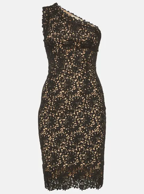 Stella McCartney Black Guipure Lace One Shoulder Mini Dress S