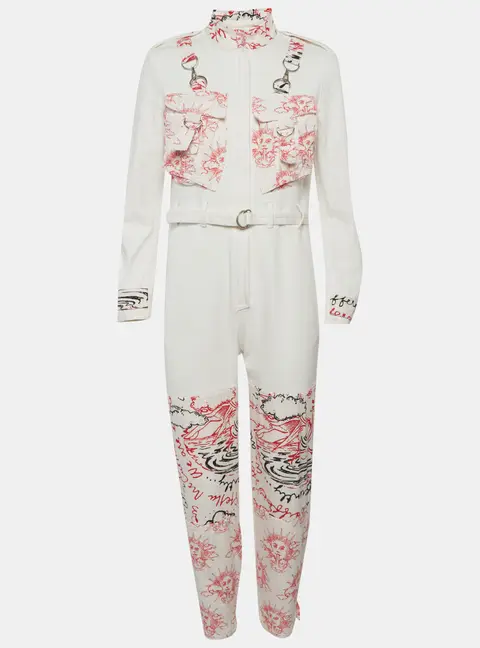 Stella McCartney White Denim Abstract Print Jumpsuit S