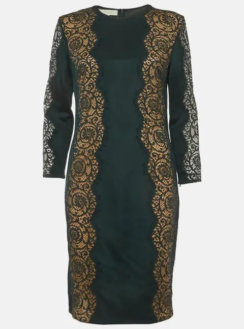 Stella McCartney Green Synthetic Lace Zip Up Mini Dress L