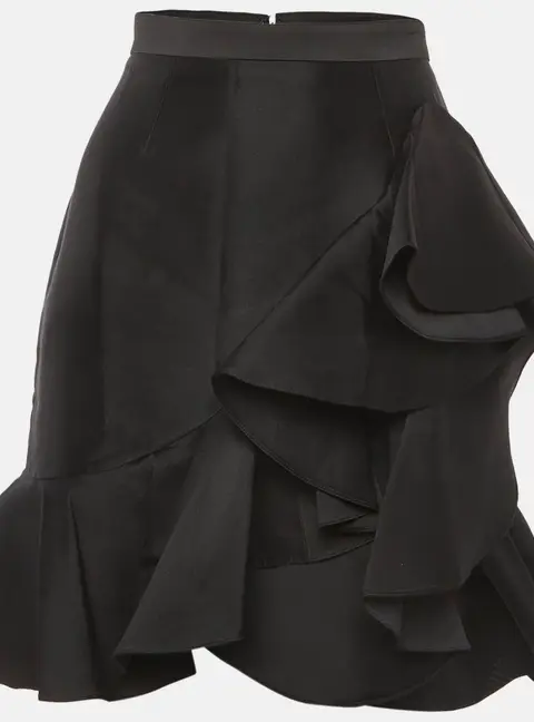 Stella McCartney Black Cotton Blend Ruffled Mini Skirt S