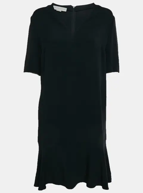 Stella McCartney Navy Blue Crepe Ruffle Hem Mini Shift Dress M