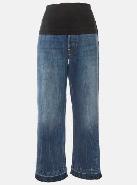 Stella McCartney Blue/Black Denim Pleated High-Rise Jeans M/Waist 32"