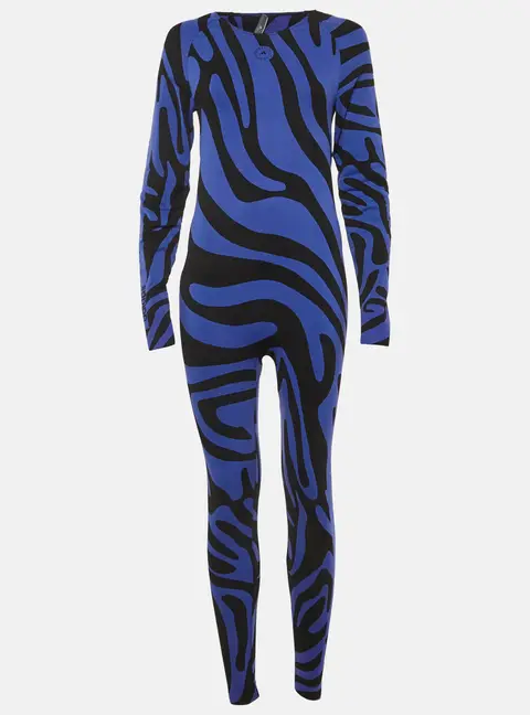 Stella McCartney x Adidas Blue/Black Jacquard Knit Open Back Jumpsuit XL