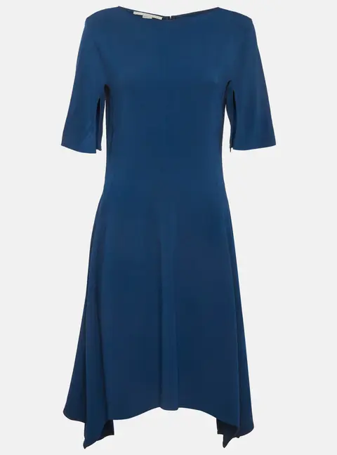 Stella McCartney Blue Crepe Flared Zip Up Dress M