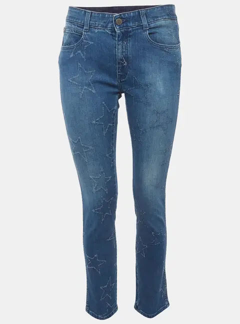 Stella McCartney Blue Star Pattern Denim Straight Fit Jeans S/Waist 30"