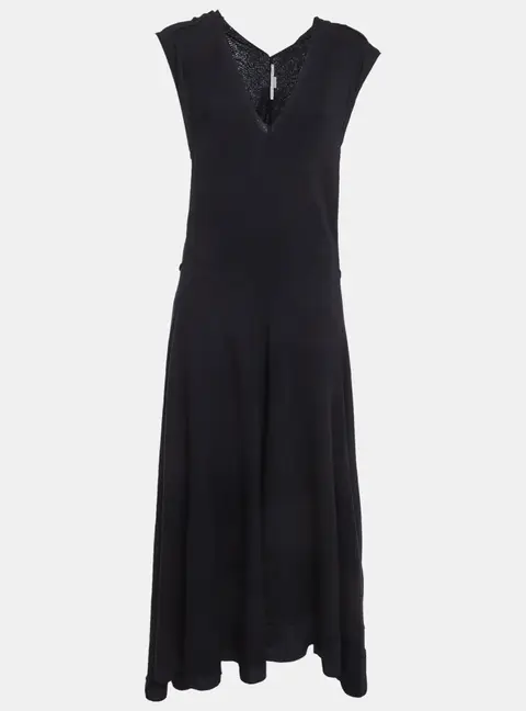 Stella McCartney Navy Blue Wool Knit and Silk Paneled Midi Dress M