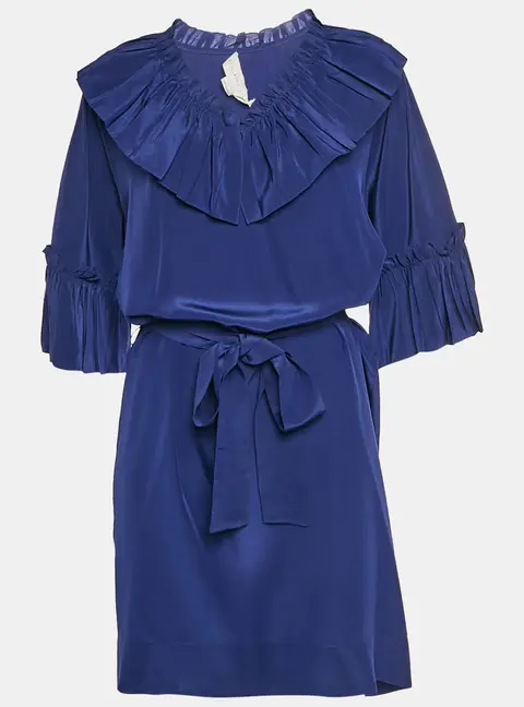 Stella McCartney Blue Silk Ruffled Mini Dress M