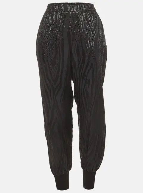 Stella McCartney Black Zebra Pattern Jacquard Tapered Trouser M