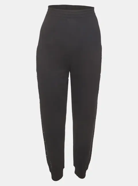 Stella McCartney Black Cotton Broderie Anglaise Detail Trousers M