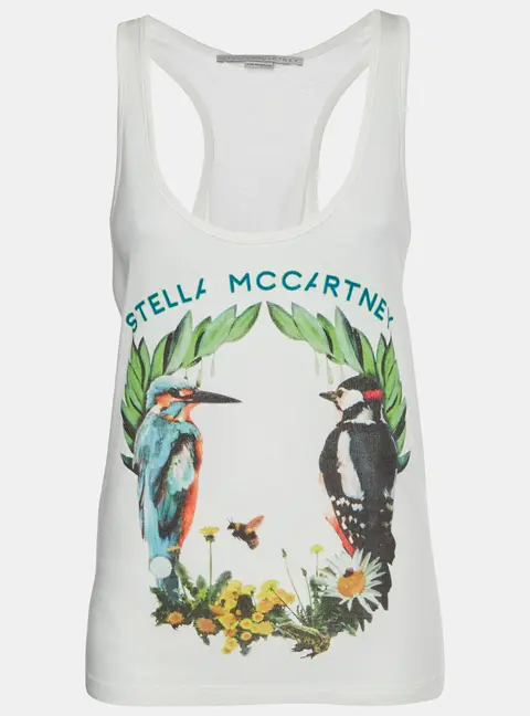 Stella McCartney White Printed Cotton Knit Tank Top M