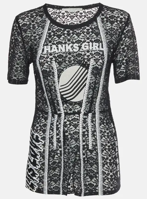 Stella McCartney Black Lace Sheer Fitted Top M