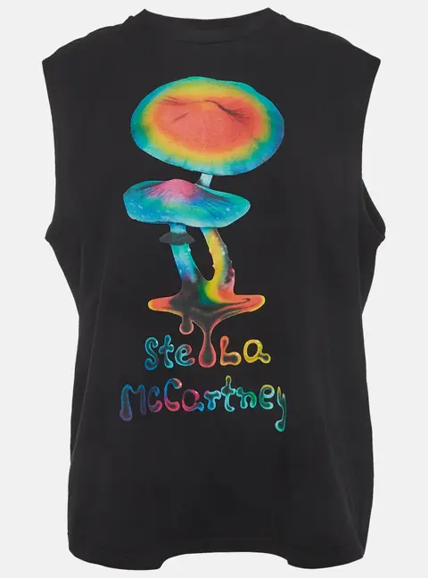 Stella McCartney Black Printed Cotton Sleeveless Top S