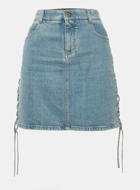 Stella McCartney Blue Denim Lace Up Mini Skirt S