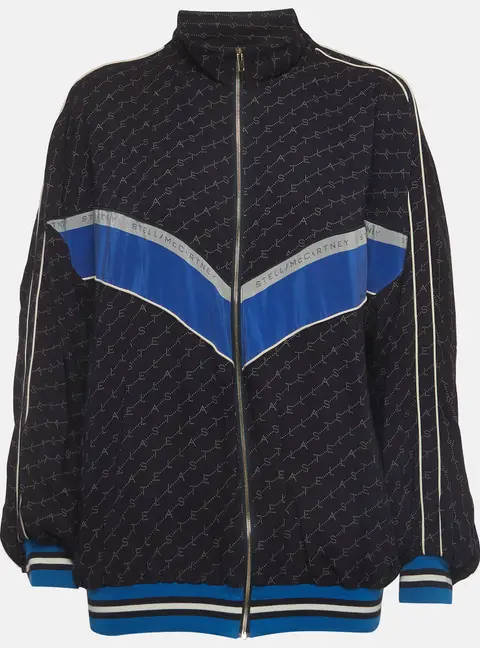 Stella McCartney Black Monogram Jersey Track Jacket S