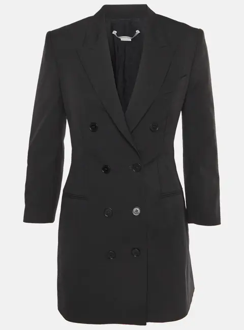 Stella McCartney Black Wool Double Breasted Mini Blazer Dress S