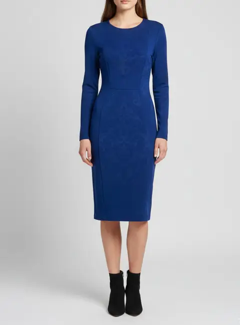 Stella McCartney Blue Jacquard Knit Paneled Knee Length Dress M