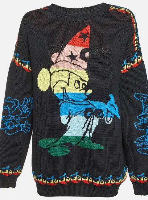 Stella McCartney X Disney Black Mickey Fantasia Intarsia Knit Sweater XL