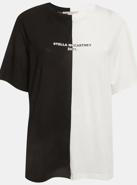 Stella McCartney Black/White Logo Print Jersey Crewneck T-Shirt S