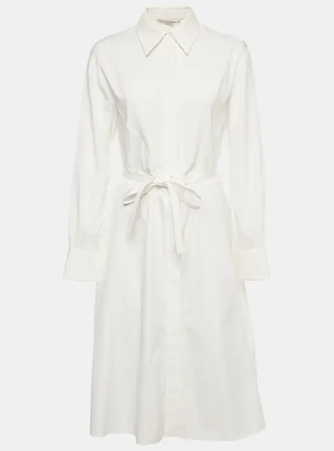 Stella McCartney White Poplin Button Front Belted Midi Dress S