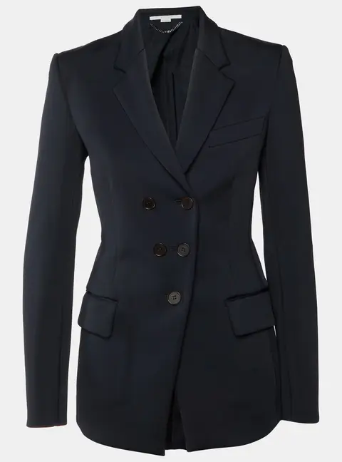 Stella McCartney Black Stretch Wool Double Breasted Blazer S