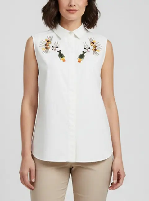 Stella McCartney White Textured Cotton Embellished Shirt S