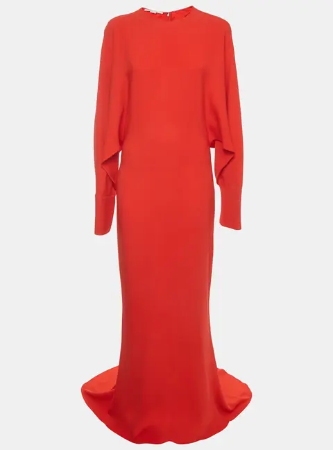 Stella McCartney Red Stretch Crepe Draped Sleeve Gown M