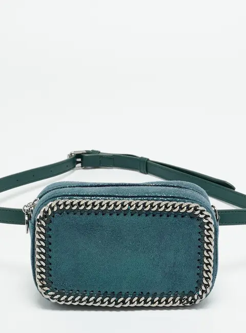 Stella McCartney Falabella Metallic Green Shimmering Faux Suede Belt Bag