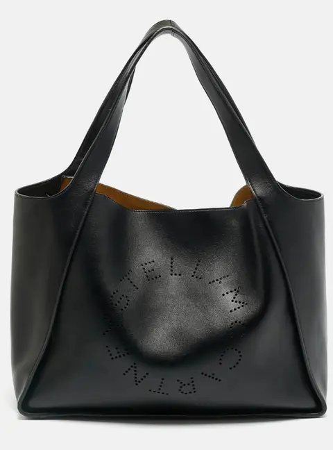 Stella McCartney The Logo Large Black Faux Leather Tote